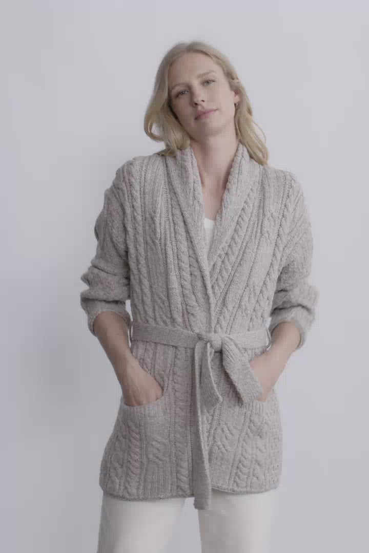 Sheeffry Shawl Aran Neck Cardigan - Oat