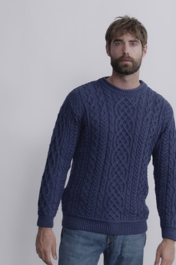Inishturk Mens Aran Sweater - Navy