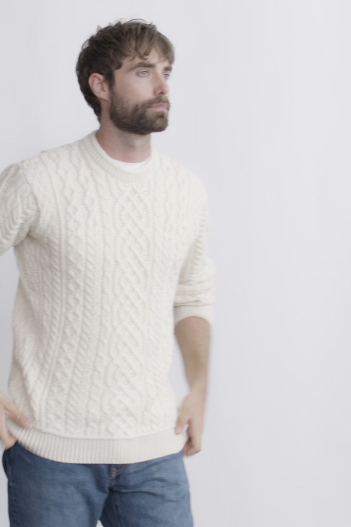 Inishturk Mens Aran Sweater - Cream