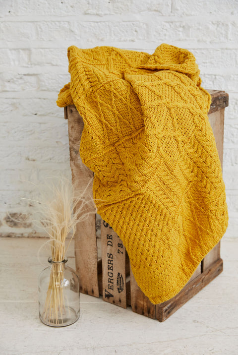 Keel Aran Patchwork Blanket -  Sunflower