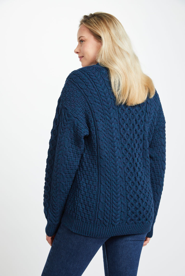 Inisheer Traditional Ladies Aran Sweater - Atlantic
