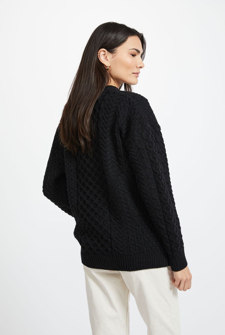 Inisheer Traditional Ladies Aran Sweater -  Black