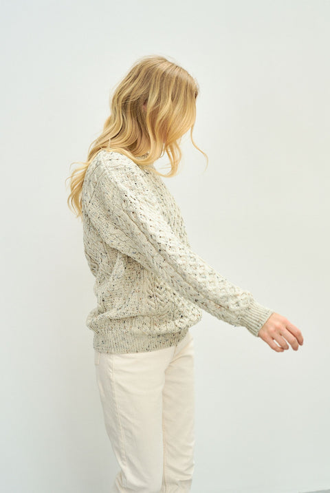 Inisheer Traditional Ladies Aran Sweater -  Flecked Cream