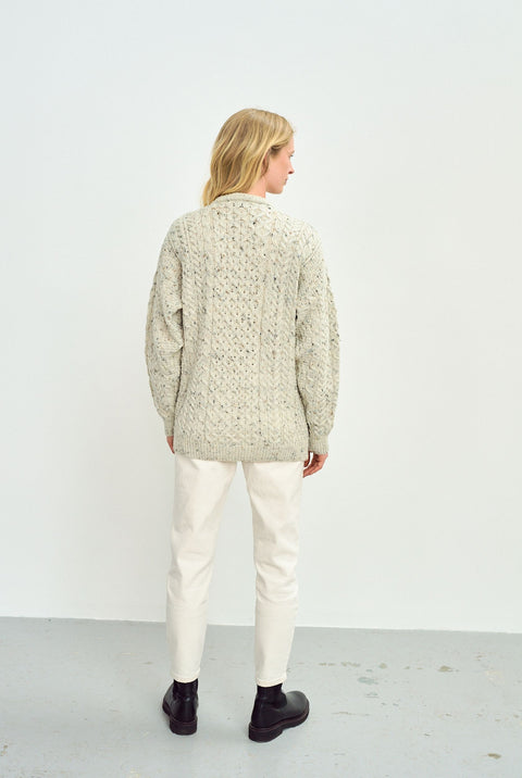 Inisheer Traditional Ladies Aran Sweater -  Flecked Cream