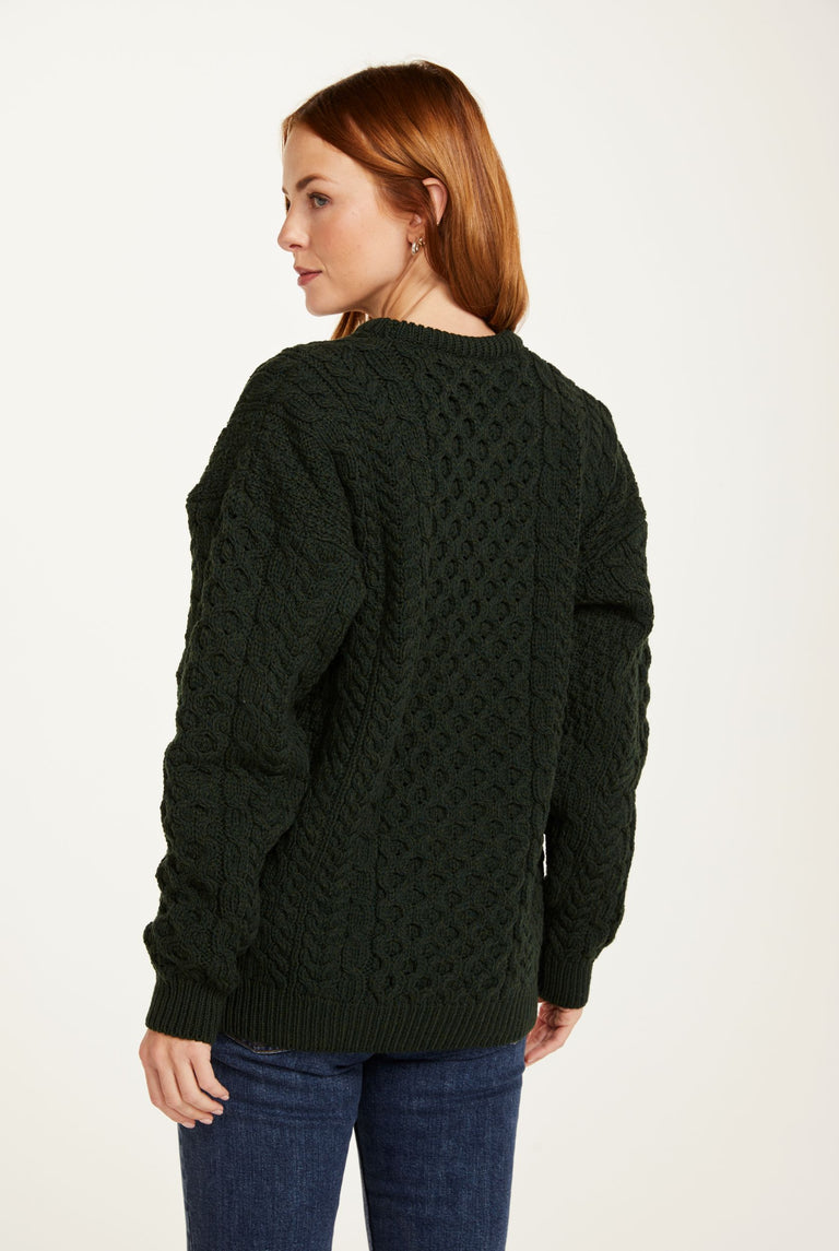 Inisheer Traditional Ladies Aran Sweater -  Forest Green
