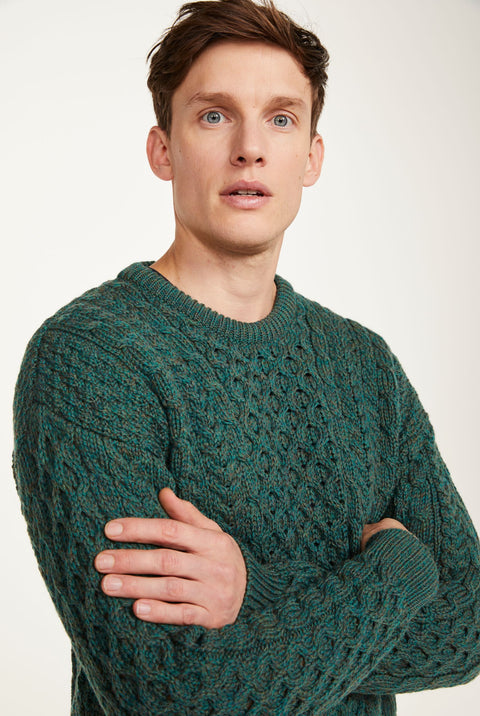 Inisheer Traditional Mens Aran Sweater -  Green