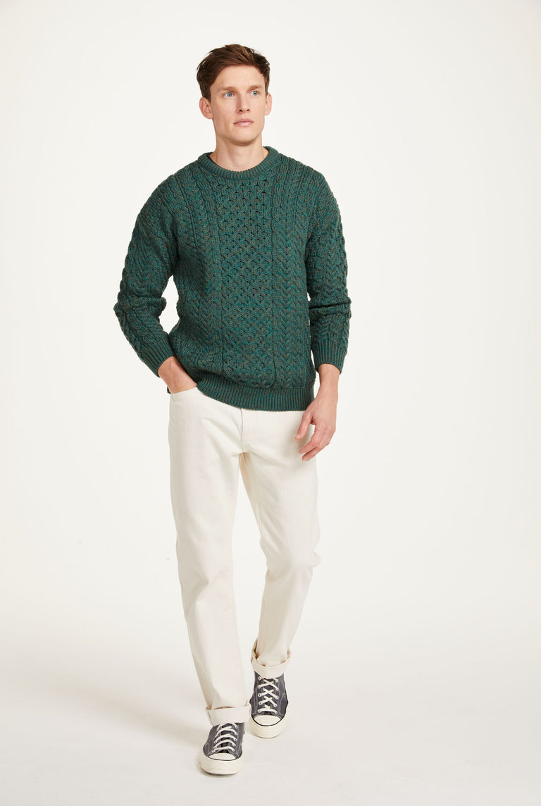 Inisheer Traditional Mens Aran Sweater - Green