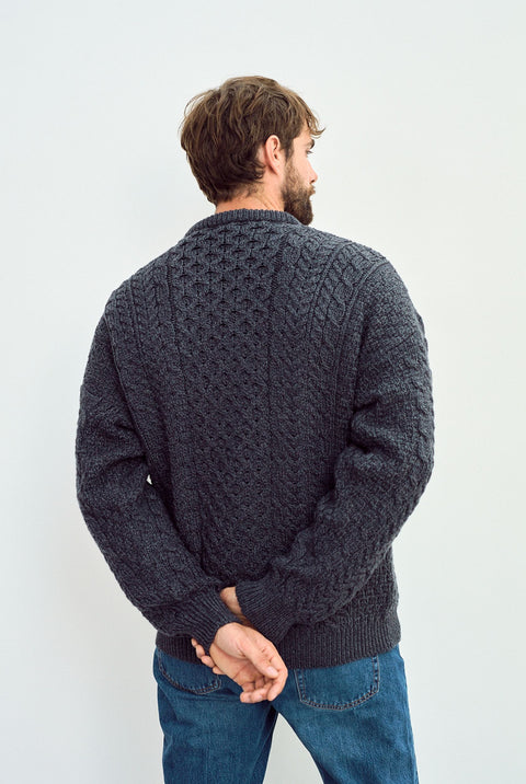 Inisheer Traditional Mens Aran Sweater - Charcoal