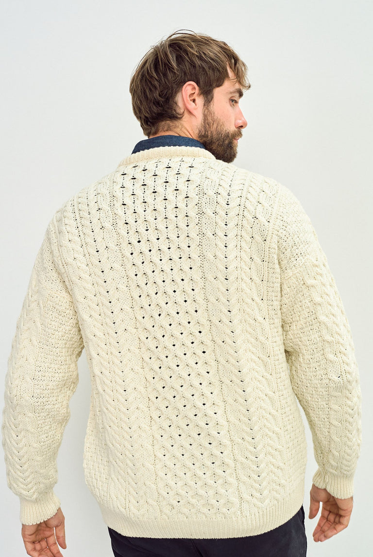Inisheer Traditional Mens Aran Sweater - Cream