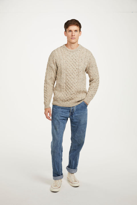 Mens Wool Sweater, 100% Pure Irish Wool, Made in Ireland, Blue