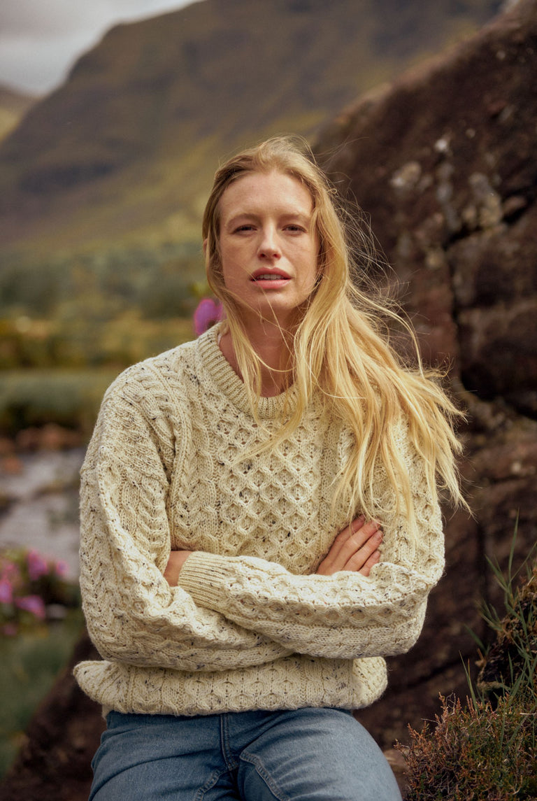 Inishbofin Ladies Traditional Aran Sweater | Aran Woollen Mills