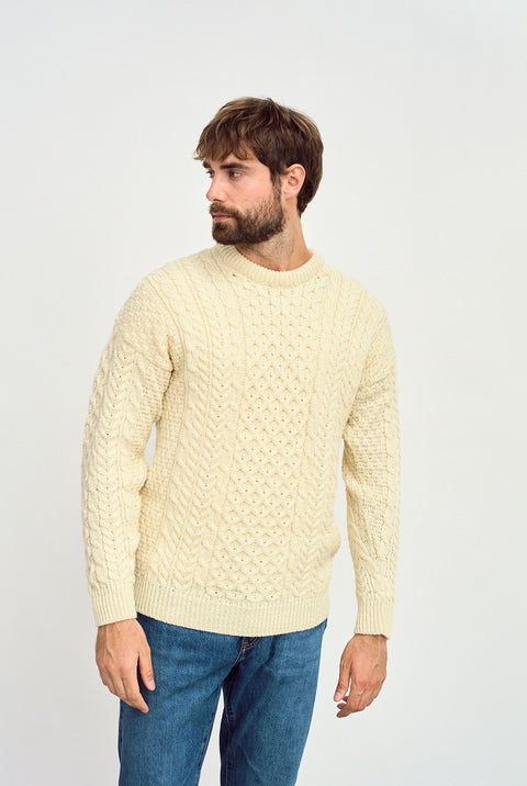 Inishbofin Mens Traditional Aran Sweater -  Cream