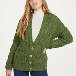 Valentia Trellis Aran Cardigan – Grün