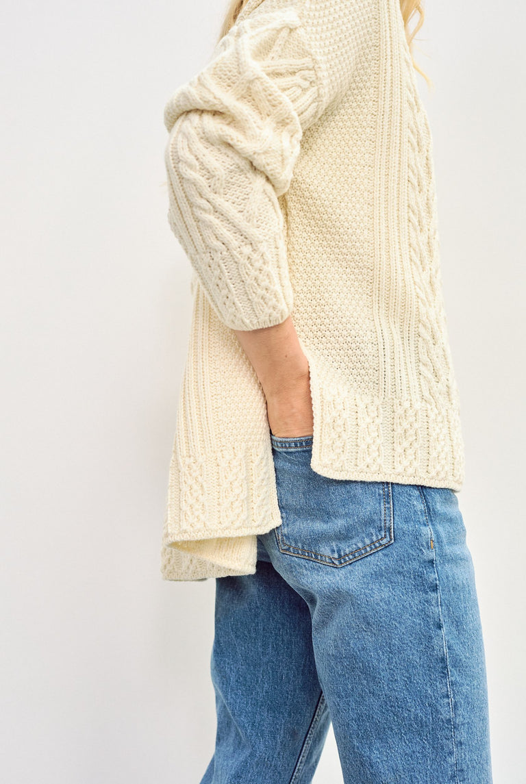 Tully Box Aran Sweater -  Cream