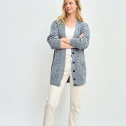 Gilet Delphi Aran Boyfriend - Bleu Gris