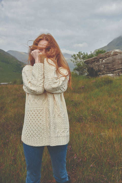 Skellig Ladies Oversized Aran Sweater - Cream