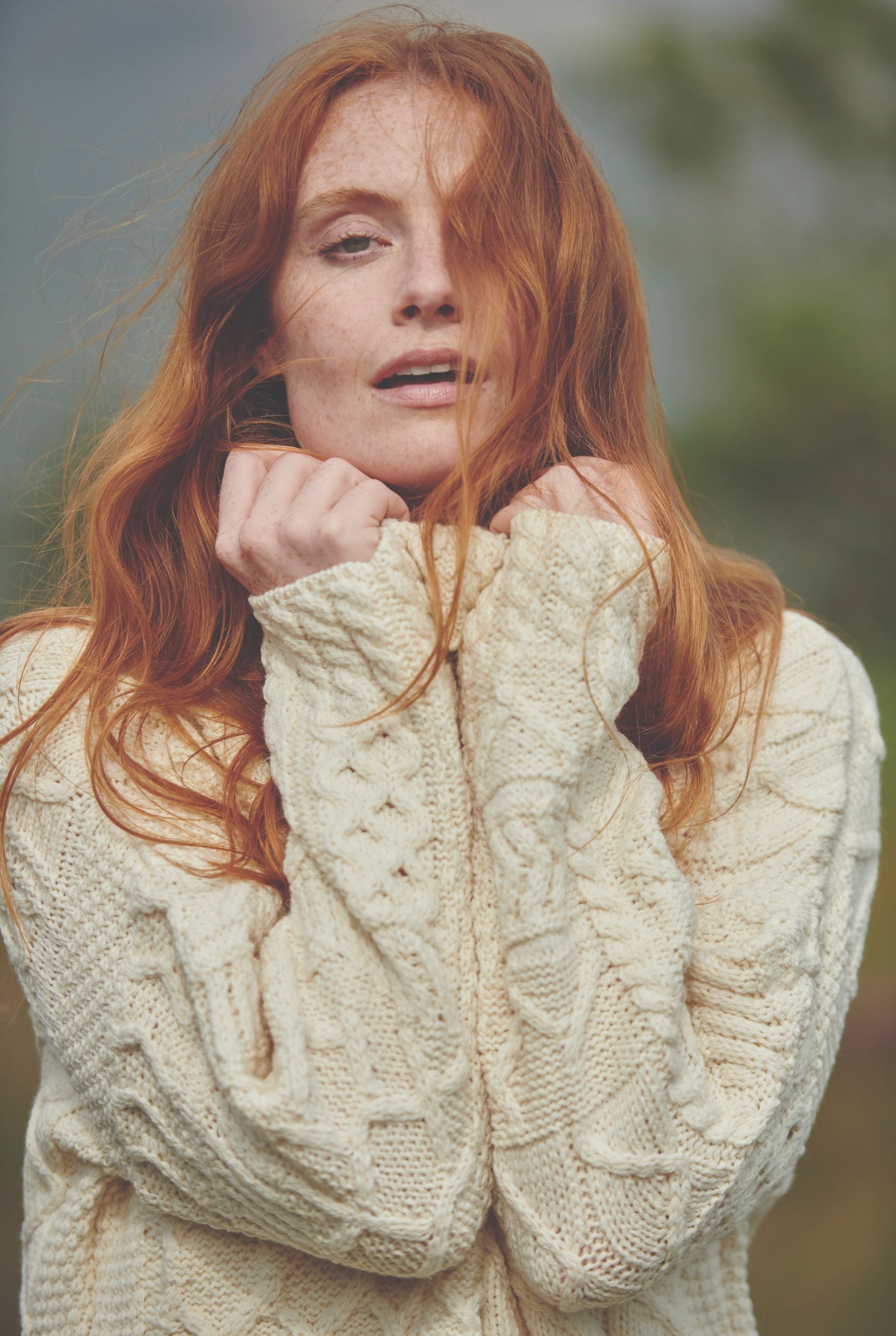 Skellig Ladies Oversized Aran Sweater Cream
