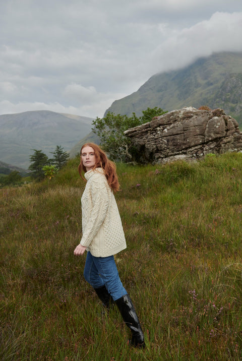 Skellig Ladies Oversized Aran Sweater - Cream