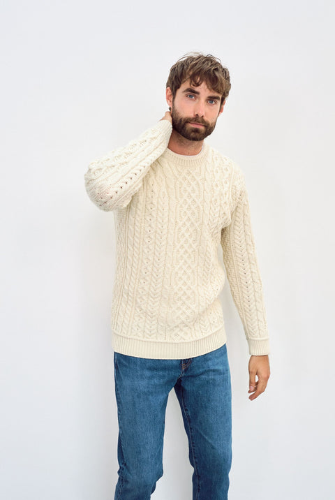 Inishturk Mens Aran Sweater -  Cream