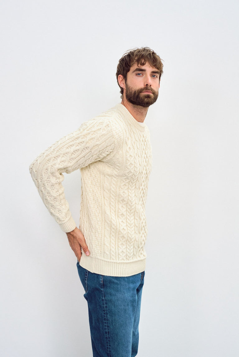 Inishturk Mens Aran Sweater -  Cream