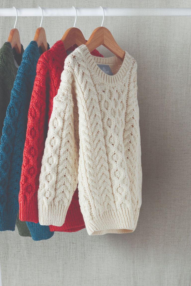 Lir Traditional Children's Aran Sweater - Cream