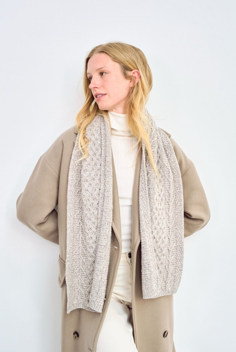 Kilconnell Plaited Aran scarf -  Oat