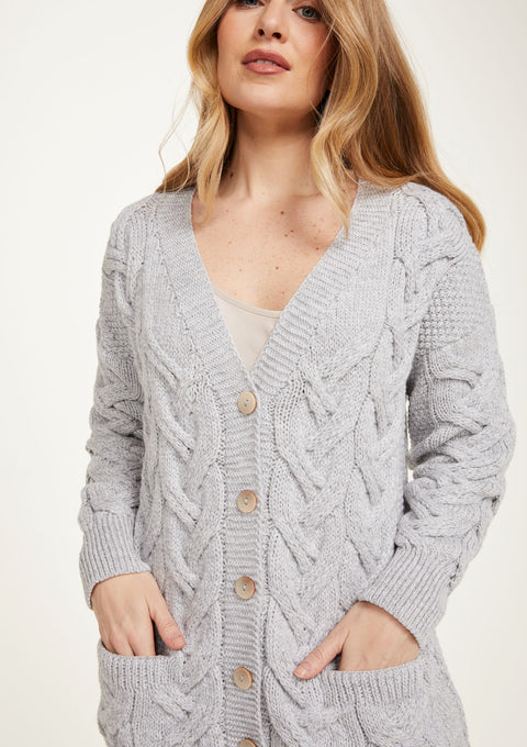 Merino wool, sweater, made in Ireland, wool jumper, knitwear, cardigan, Ireland,aran sweater, Buttoned sweater, wool cardigan, V Neck, grey