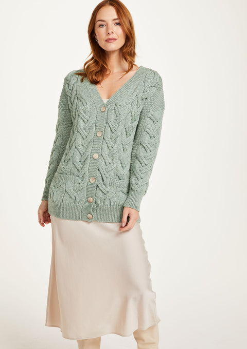 Merino wool, sweater, made in Ireland, wool jumper, knitwear, cardigan, Ireland,aran sweater, Buttoned sweater, wool cardigan, V Neck, green