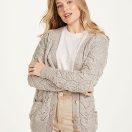 Downpatrick Ladies Aran Cardigan - Oat