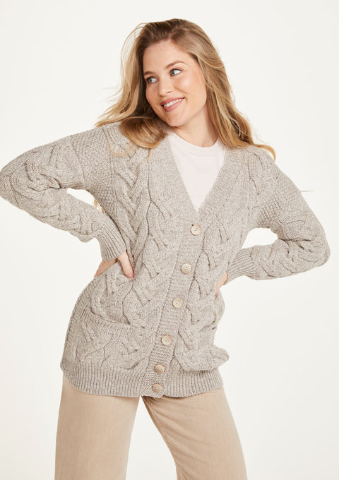 Merino wool, sweater, made in Ireland, wool jumper, knitwear, cardigan, Ireland,aran sweater, Buttoned sweater, wool cardigan, V Neck, oat