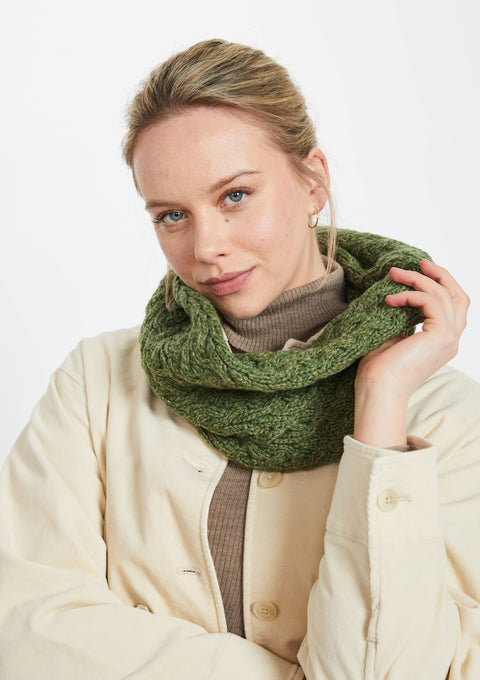 Merino wool, wool snood, made in Ireland, knitwear, wool scarf, aran, snood, Ireland, green, gift, Hat & Scarf