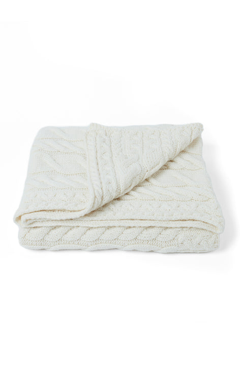 Silver Strand Supersoft Aran Cable Throw - Cream