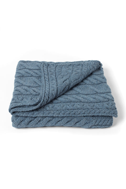 Silver Strand Supersoft Aran Cable Throw -  Ocean Grey