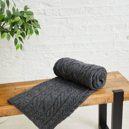 Silver Strand Supersoft Merino Aran Cable Throw -  Grey