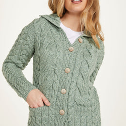 Belcarra Damen Aran Cardigan – Mintgrün