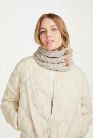 Carrowholly Aran Button Snood -  Oat