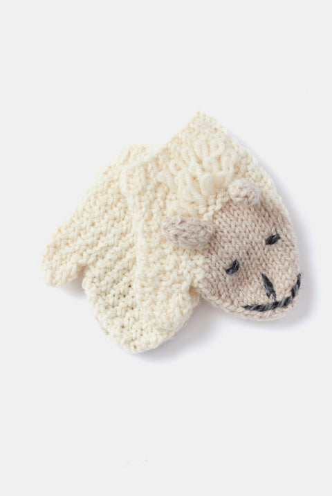 Shepley Baby Aran Wool Mittens - Cream
