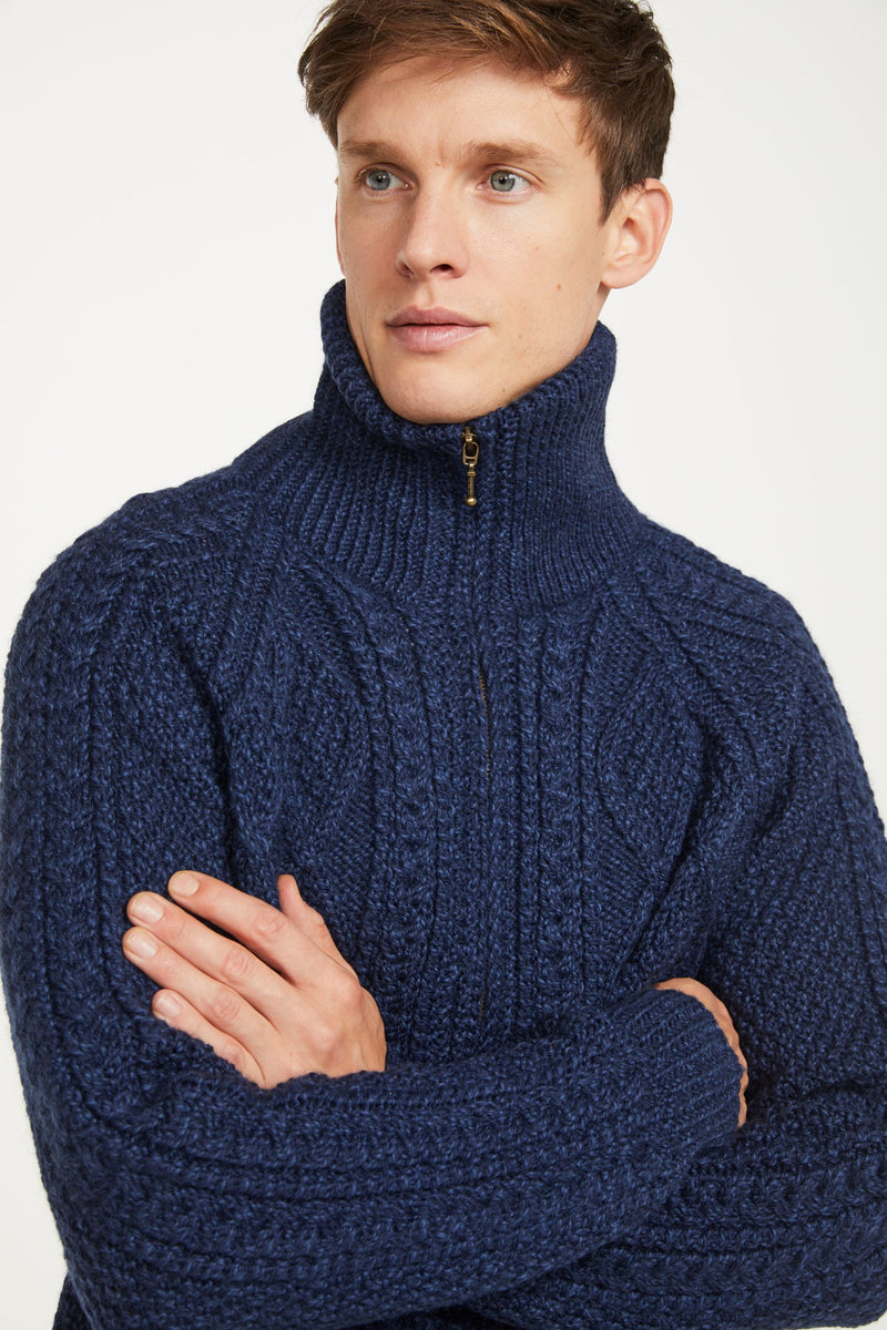 Merino wool, sweater, Ireland, Aran knit, jumper, Pullover, men's cardigan, knitwear,cable knit, cardigan, navy, boyfriend