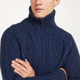 Cardigan à fermeture éclair Aran pour homme Brannock - Bleu marine