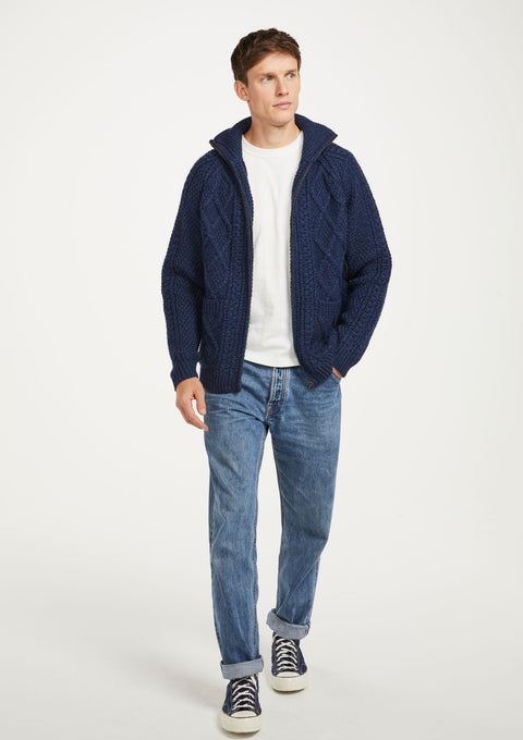 Merino wool, sweater, Ireland, Aran knit, jumper, Pullover, men's cardigan, knitwear,cable knit, cardigan, navy, boyfriend