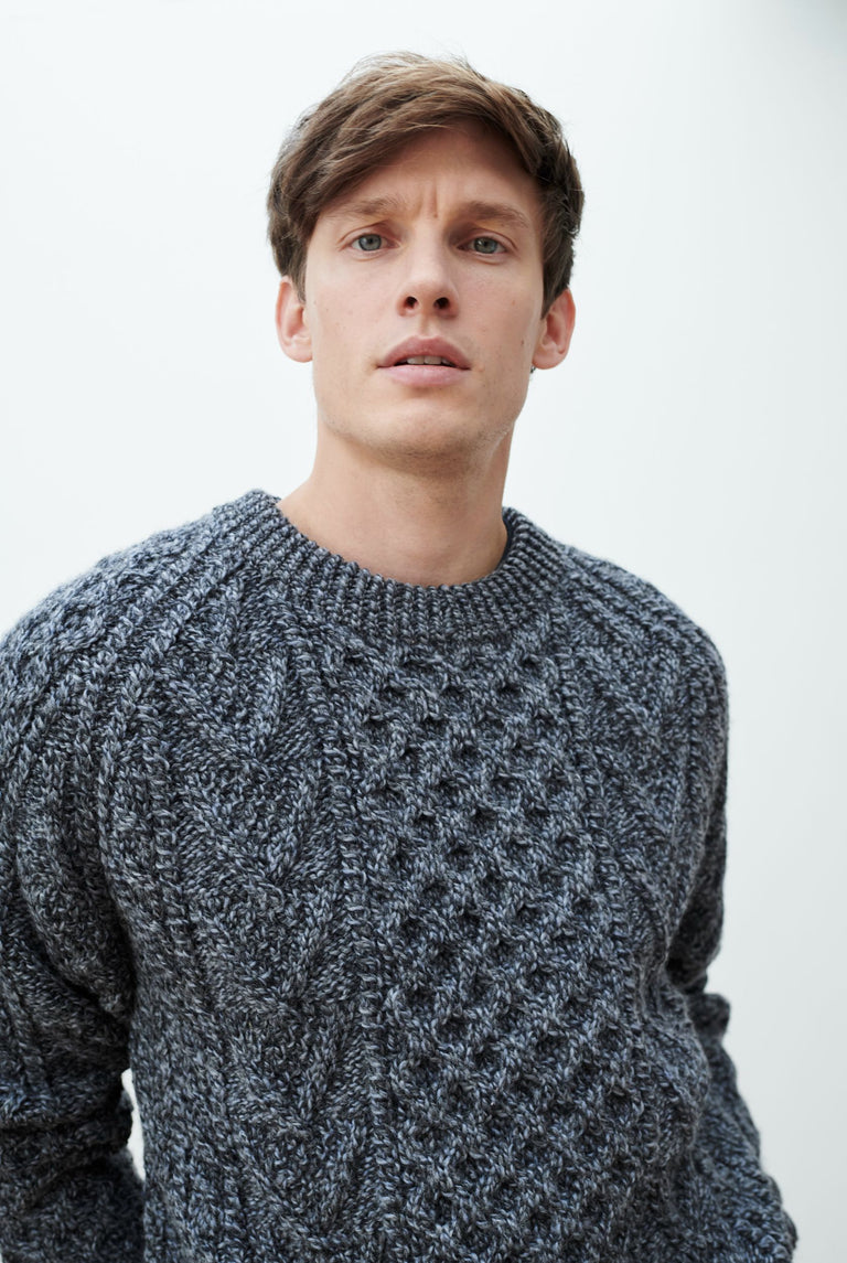 Pull en nid d'abeille Kilronan Aran pour homme - Anthracite